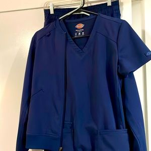 Dickies Small Navy Scrub 3pc Set Jacket Pants Top